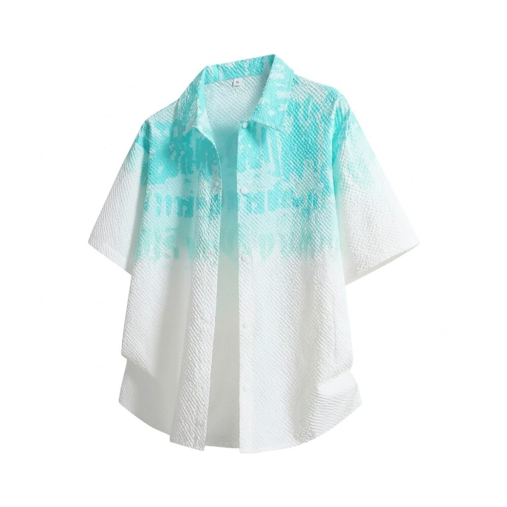 Áo Sơ Mi Nam Ombre Xanh Trắng – Vải Xốp Cao Cấp