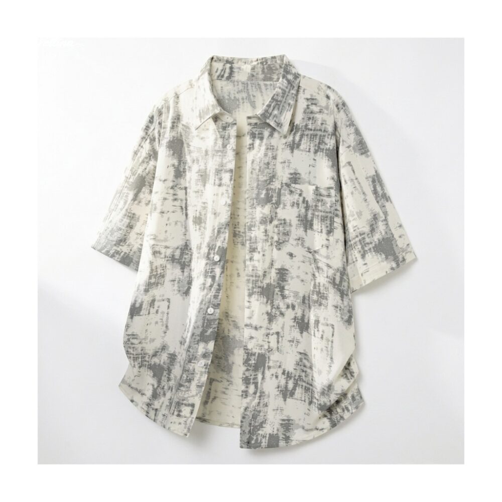 Áo Sơ Mi Nam Tie-Dye Mực In – Phong Cách Mỹ Thượng Lưu & Phóng Khoáng