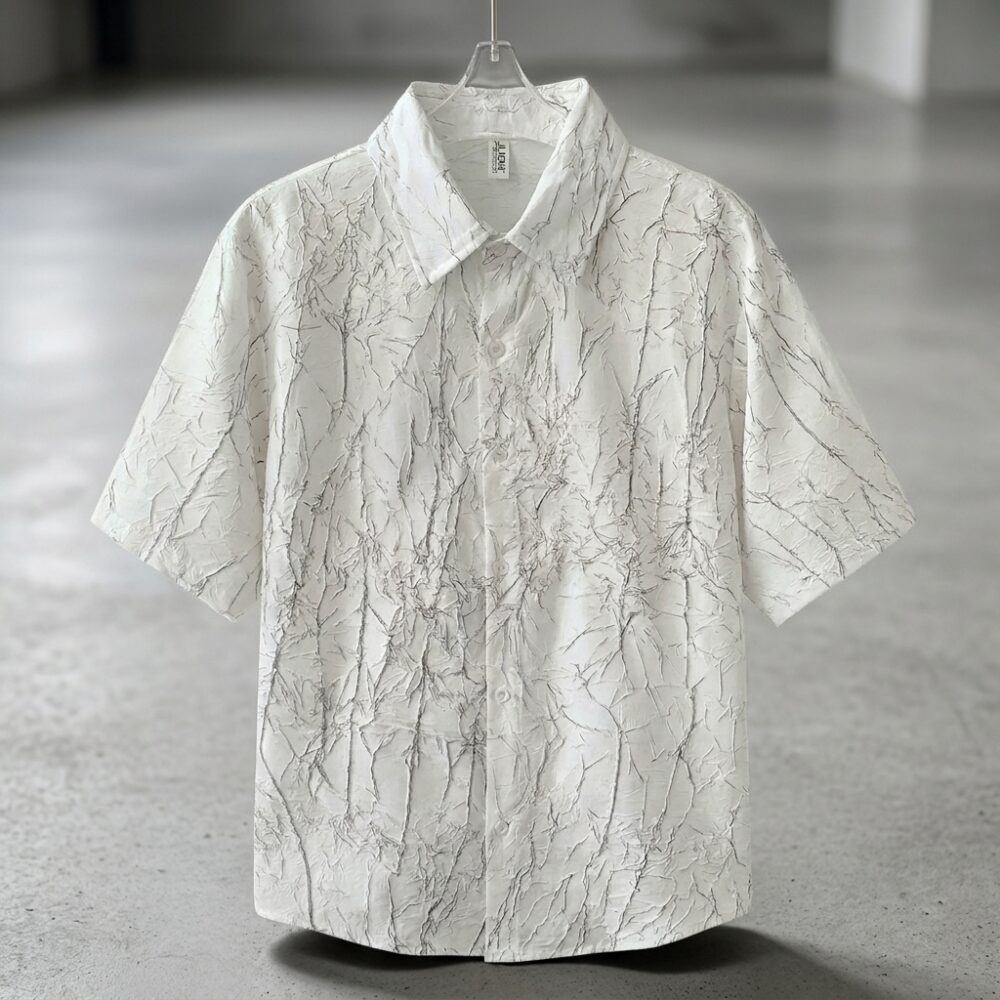Áo Sơ Mi Nam Trắng Dệt Jacquard